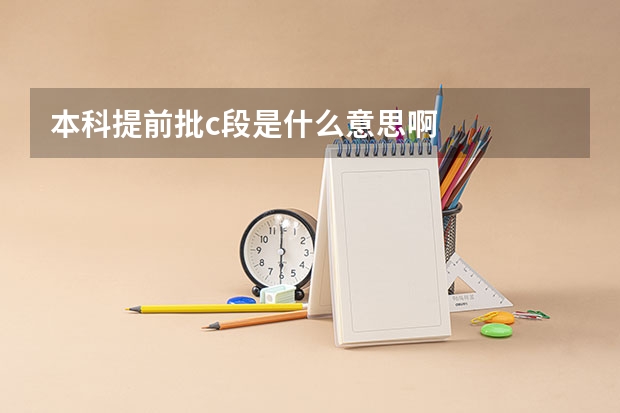 本科提前批c段是什么意思啊